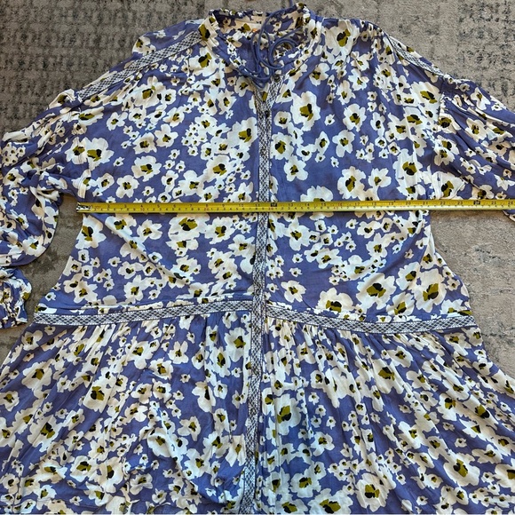 Free People White Blue Love Letter Tunic Bohemian Floral Size Medium - Picture 13 of 15